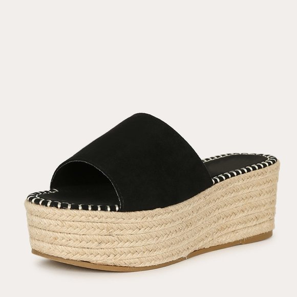 HP💃 Open Toe Espadrille Slide Sandals Wedge Heel - Picture 2 of 5